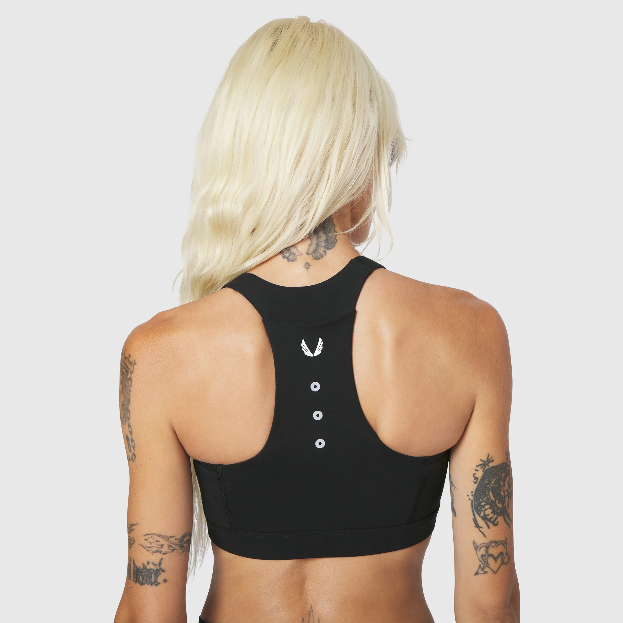 W096. LYCRA® ADAPTIV Racerback Sports Bra - Black - Image 4
