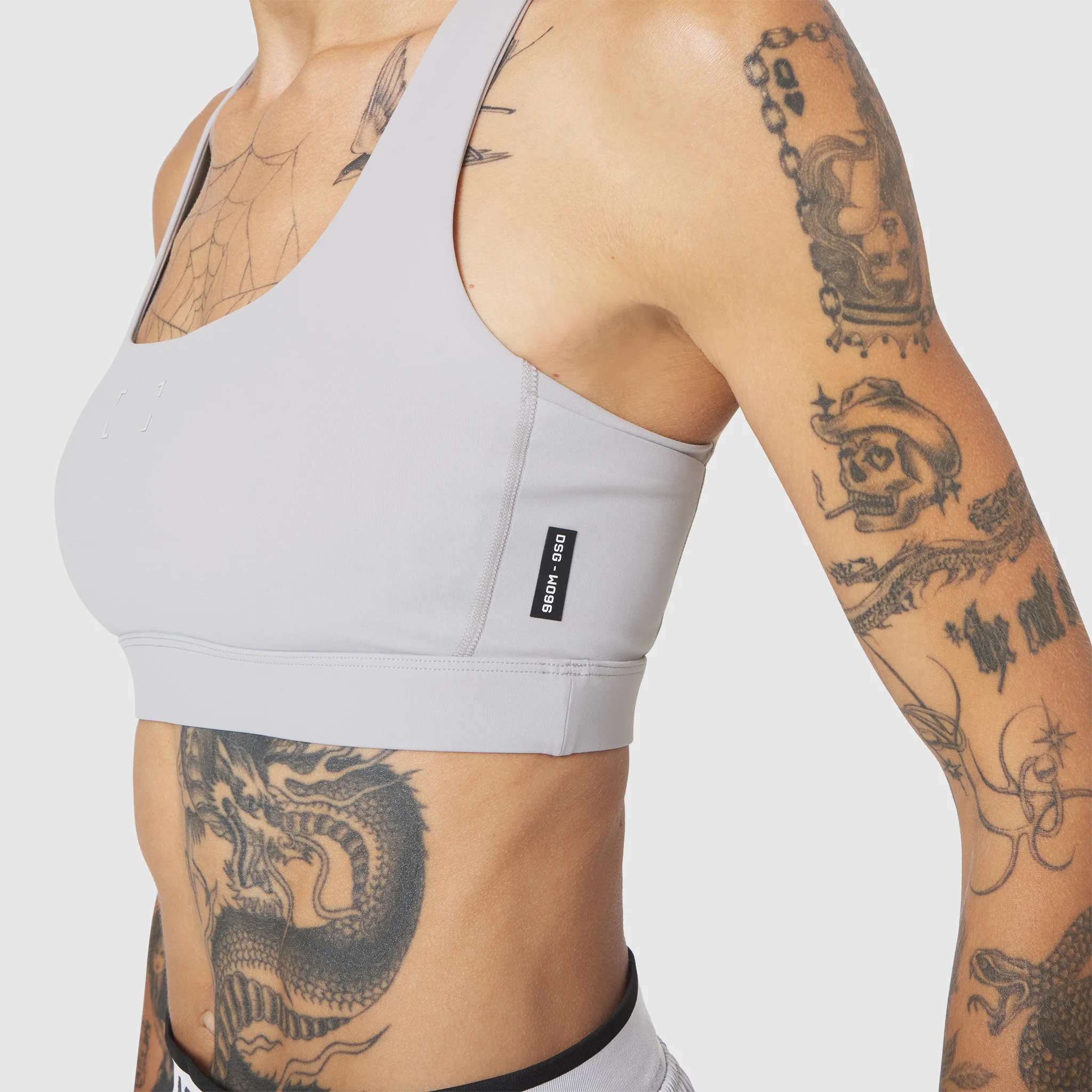 W096. LYCRA® ADAPTIV Racerback Sports Bra - Slate Grey - Image 5
