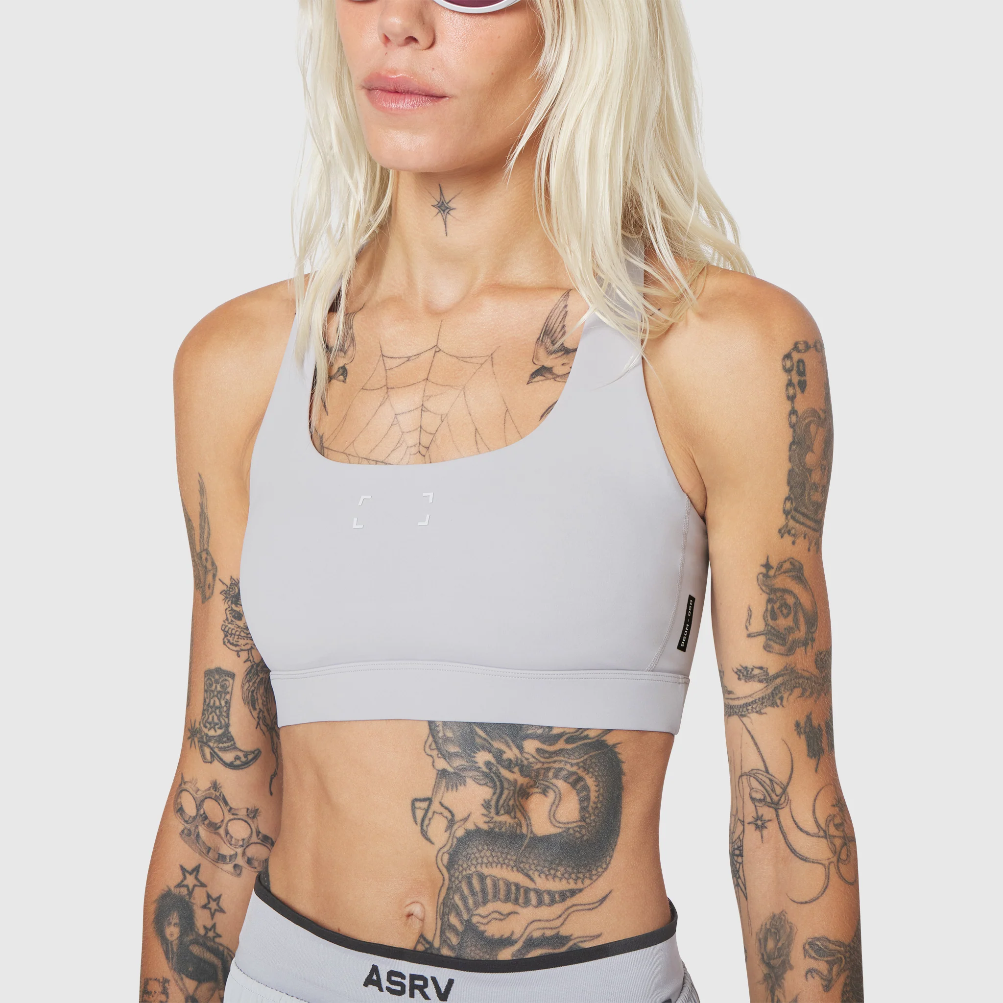 W096. LYCRA® ADAPTIV Racerback Sports Bra - Slate Grey - Image 6